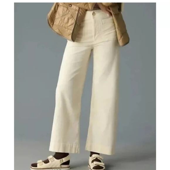Anthropologie Maeve The Colette Corduroy Wid Leg Crop Pants Women's Size 28 - Picture 1 of 8